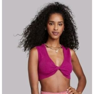 wild fable magenta twist crop top (reversible)